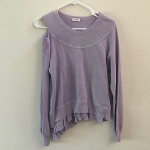 Wilt new French terry washed Lillie’ open shoulder yoke sweatshirt
